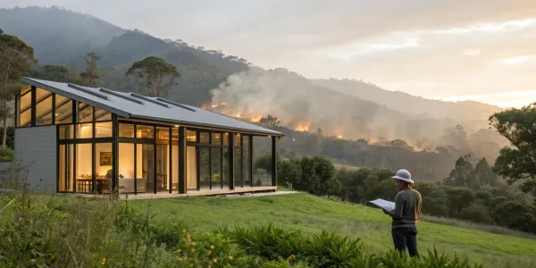 A modern home built for insurability in a wildfire-prone area.