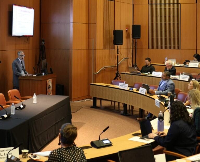 Northwestern University Professor Bernard Black speaks to members of New Mexico’s interim Health and Human Services Committee on Oct. 7, 2025.