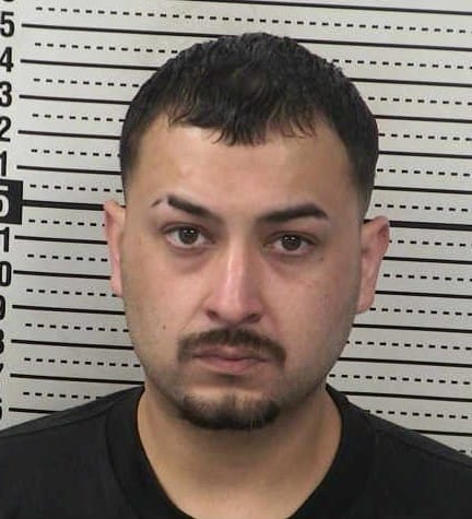 Booking photo of Jesus Gerardo Moreno Jr., who is charged with kidnapping and other offenses after a police pursuit in Las Cruces.
