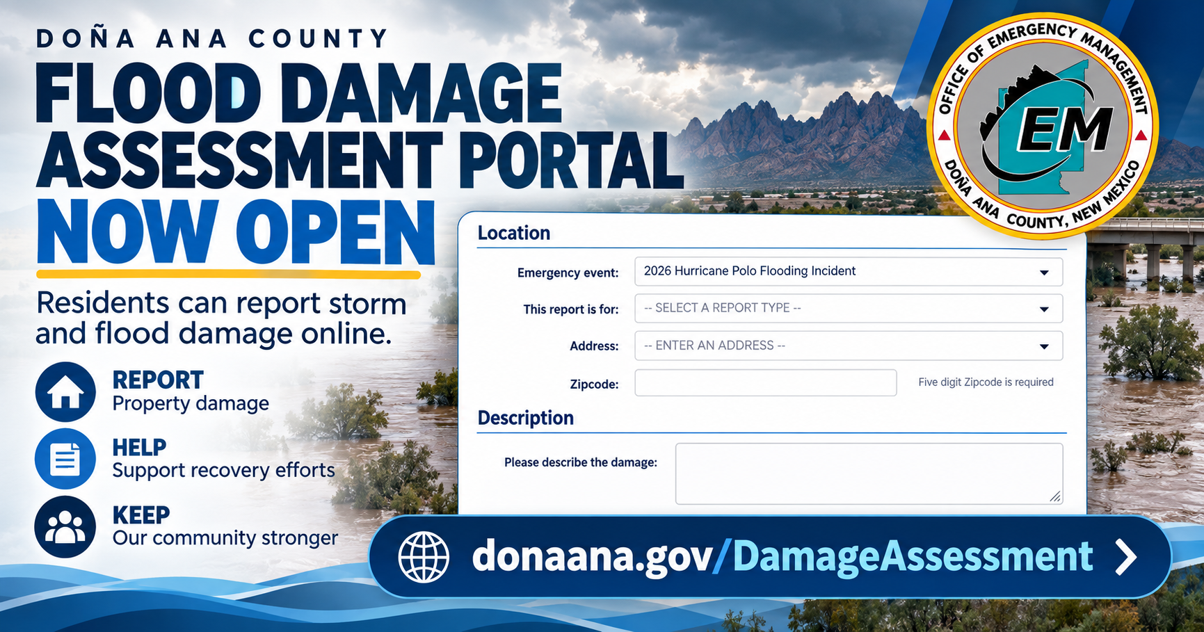 Doña Ana County opens flood damage assessment portal