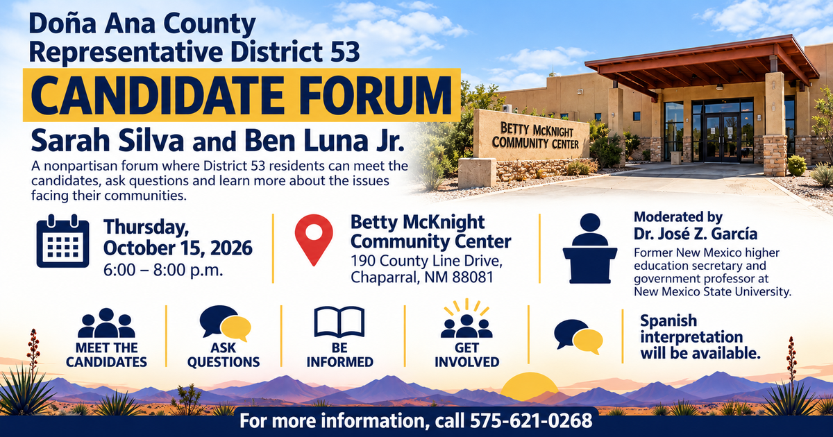 District 53 candidates to meet voters at Thursday forum in Chaparral