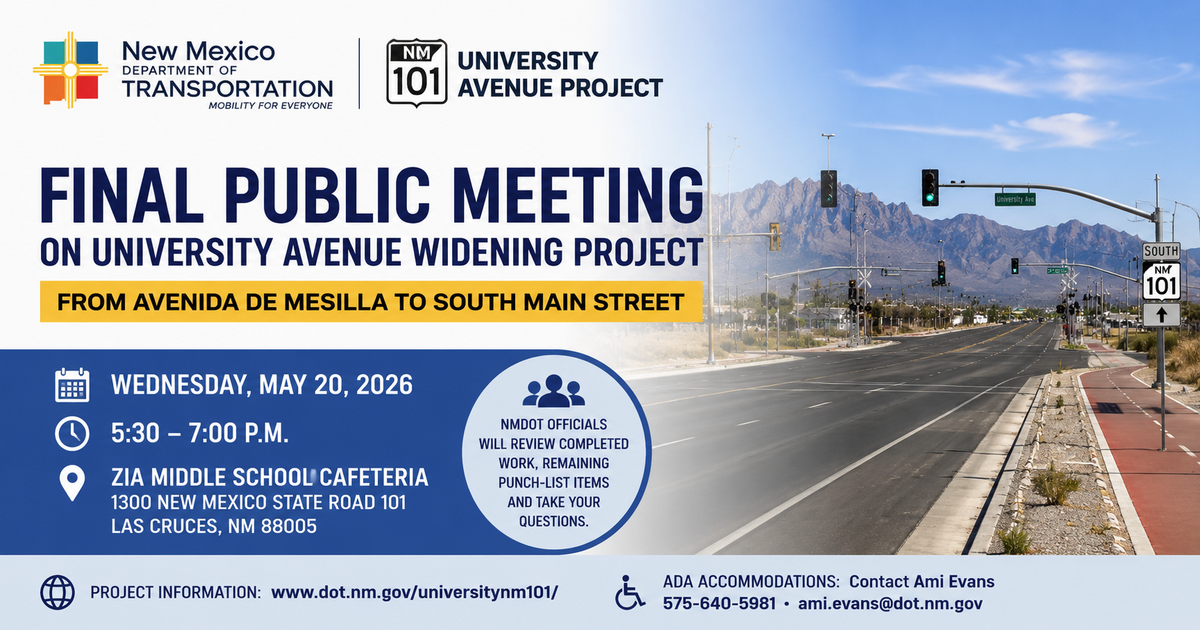 Final public meeting set for University Avenue widening project in Las Cruces