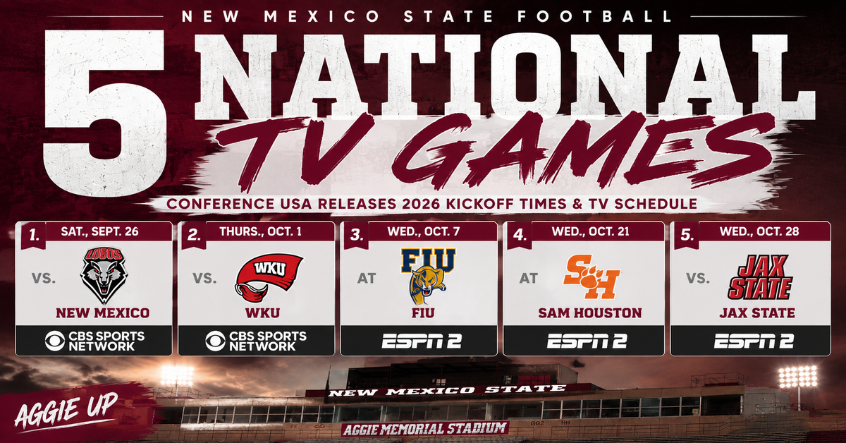 NM State football lands five national TV games in 2026 schedule release