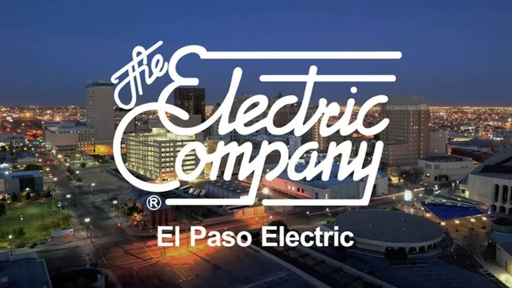 El Paso Electric logo with view of downtown El Paso in the background.