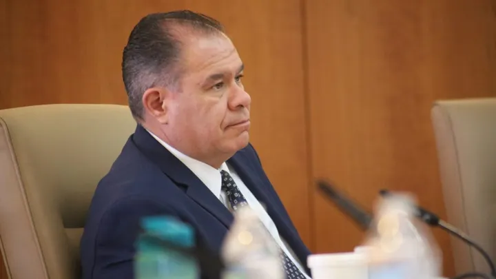 State Sen. Michael Padilla listens during a legislative meeting focused on school security funding.