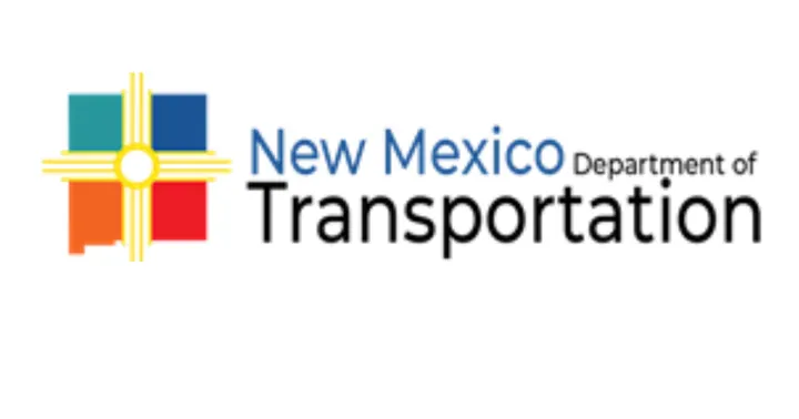 New Mexico Department of Transportation logo featuring a multicolored Zia symbol and the agency name.