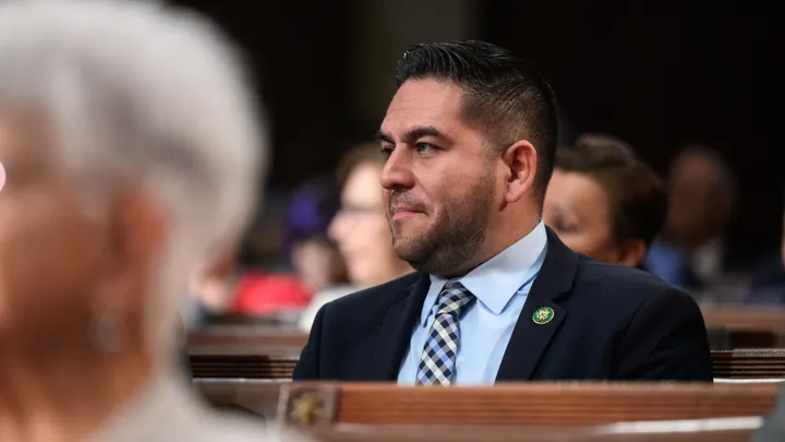 U.S. Rep. Gabe Vasquez listens during a congressional session in the House chamber.