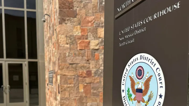 Sign outside the United States District Court for the District of New Mexico in Las Cruces, New Mexico.