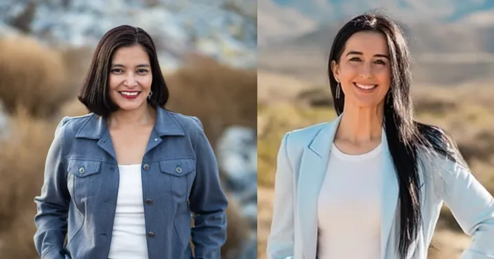 Side-by-side portrait photos show Lori Martinez, left, in a blue jacket and white top, and Matilda “Tilli” Villalobos, right, in a light blazer and white top, both photographed outdoors.