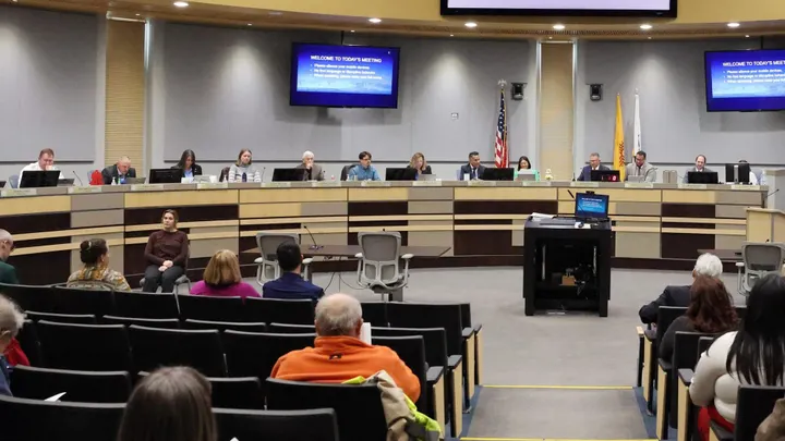 The Las Cruces City Council meets in council chambers during a public meeting at City Hall.