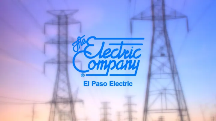 El Paso Electric logo appears over a blurred image of transmission towers and power lines.