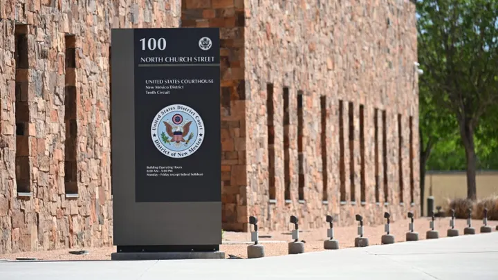Sign outside the U.S. District Courthouse in Las Cruces.