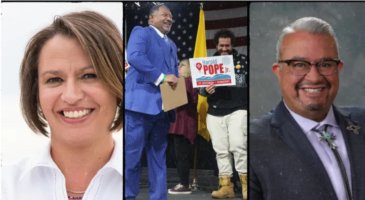 Composite image of Stephanie Garcia Richard, Harold Pope and Leo Jaramillo, who have expressed interest in the Democratic lieutenant governor nomination.