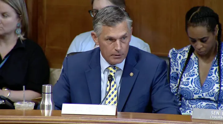 U.S. Sen. Martin Heinrich delivers remarks during a Senate Energy and Natural Resources Committee meeting.