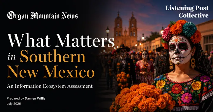 Cover of OMN’s “What Matters in southern New Mexico” community listening report, featuring a Día de los Muertos celebration in Mesilla.