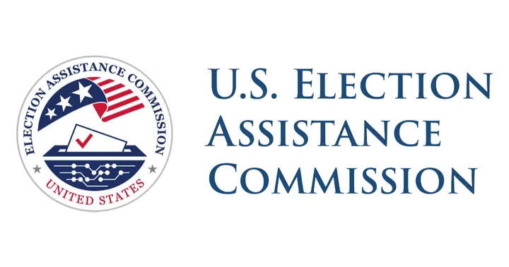 Logo of the U.S. Election Assistance Commission beside the agency’s name in large blue lettering.