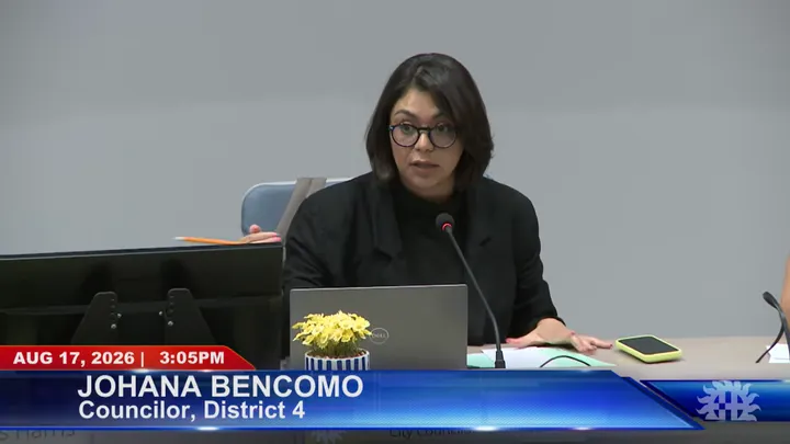 Las Cruces City Councilor Johana Bencomo speaks during the Aug. 17 City Council meeting while discussing the proposed Industrial Revenue Bond policy.
