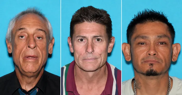 Kent Hoffmann, Karl Affsprung and Andrew Lujan-Huerta appear side by side in a three-panel composite of identification photos.