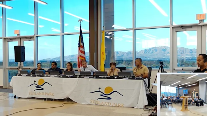 Sunland Park City Council members sit at the dais during the Aug. 18 meeting at the city's Multi-Generational Center.