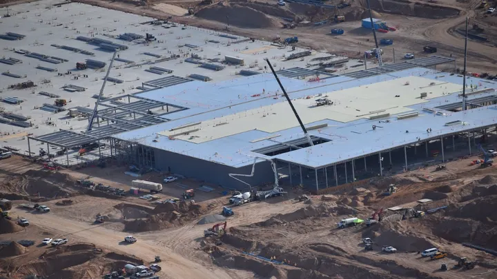 Aerial view of the Project Jupiter data center construction site in Doña Ana County.