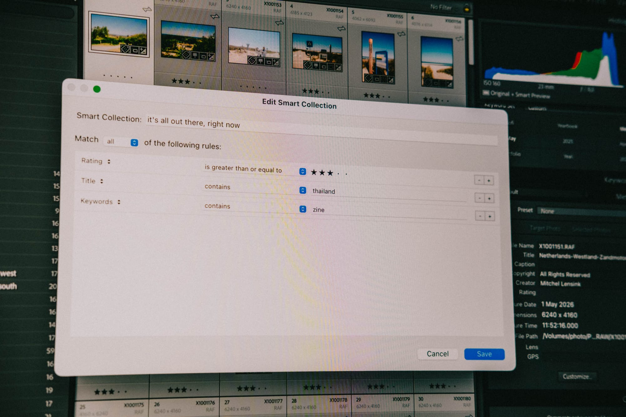 Lightroom smart collections