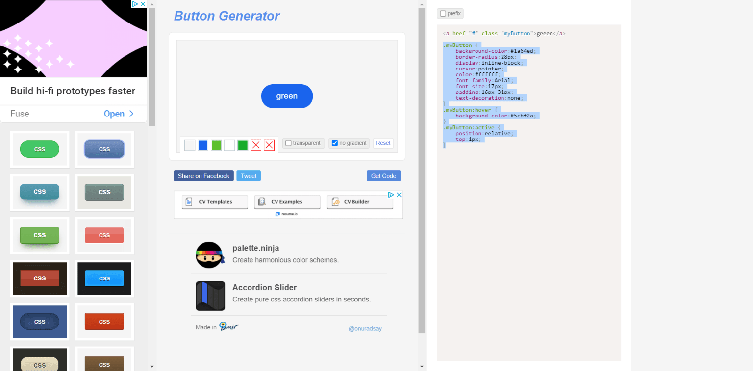 Copying code created by Best CSS button generator 