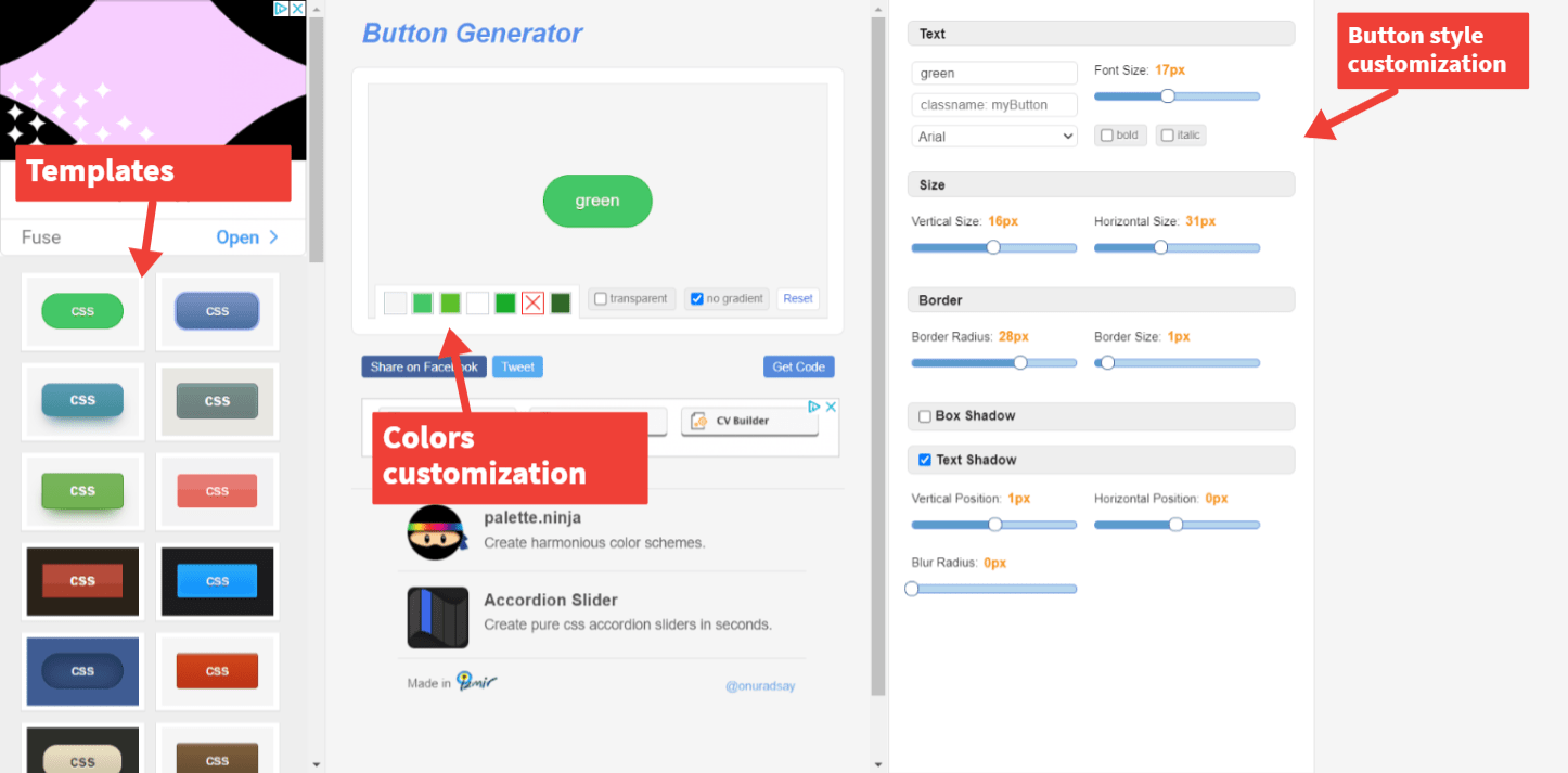 Best CSS button generator code created for button