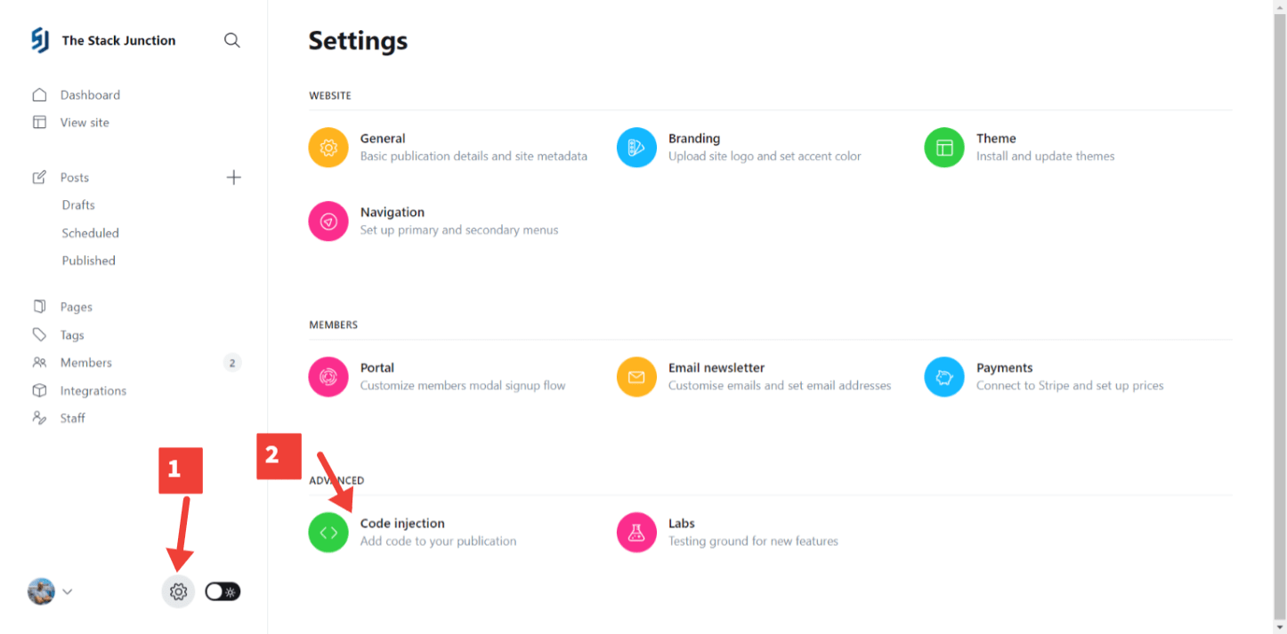 On code injection you can add code that runs on all pages of the website