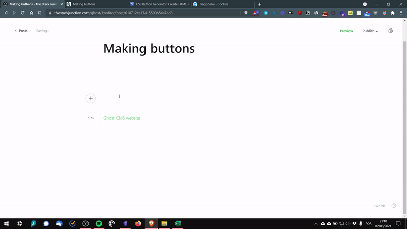 How to save a snippet on Ghost CMS
