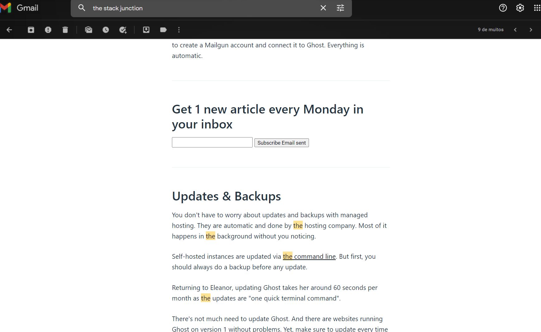 Sign-up form without CSS style on Gmail, similar to what was on Ghost editor.