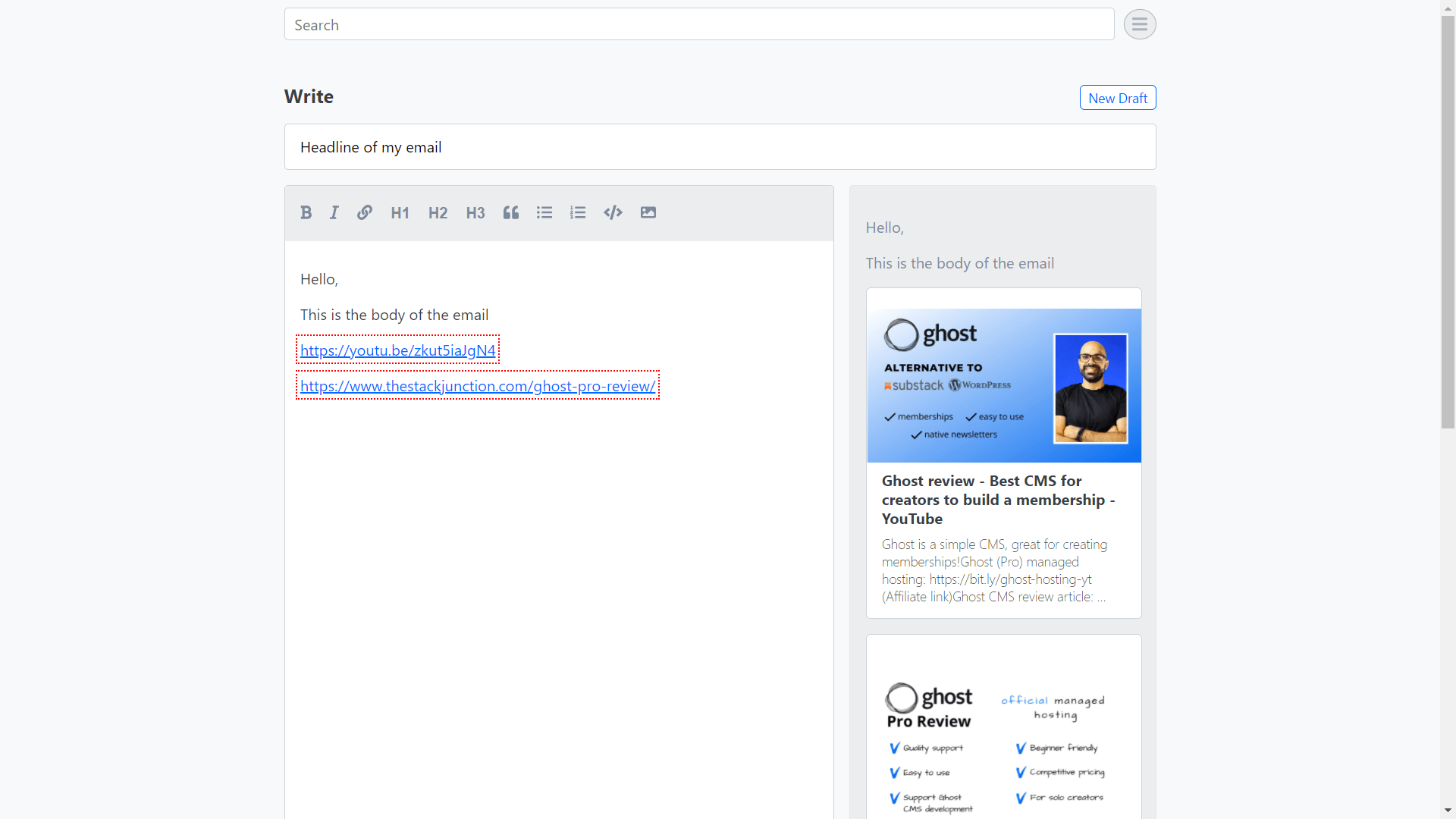 Buttodown text editor supports mardown but also has a rich editor.