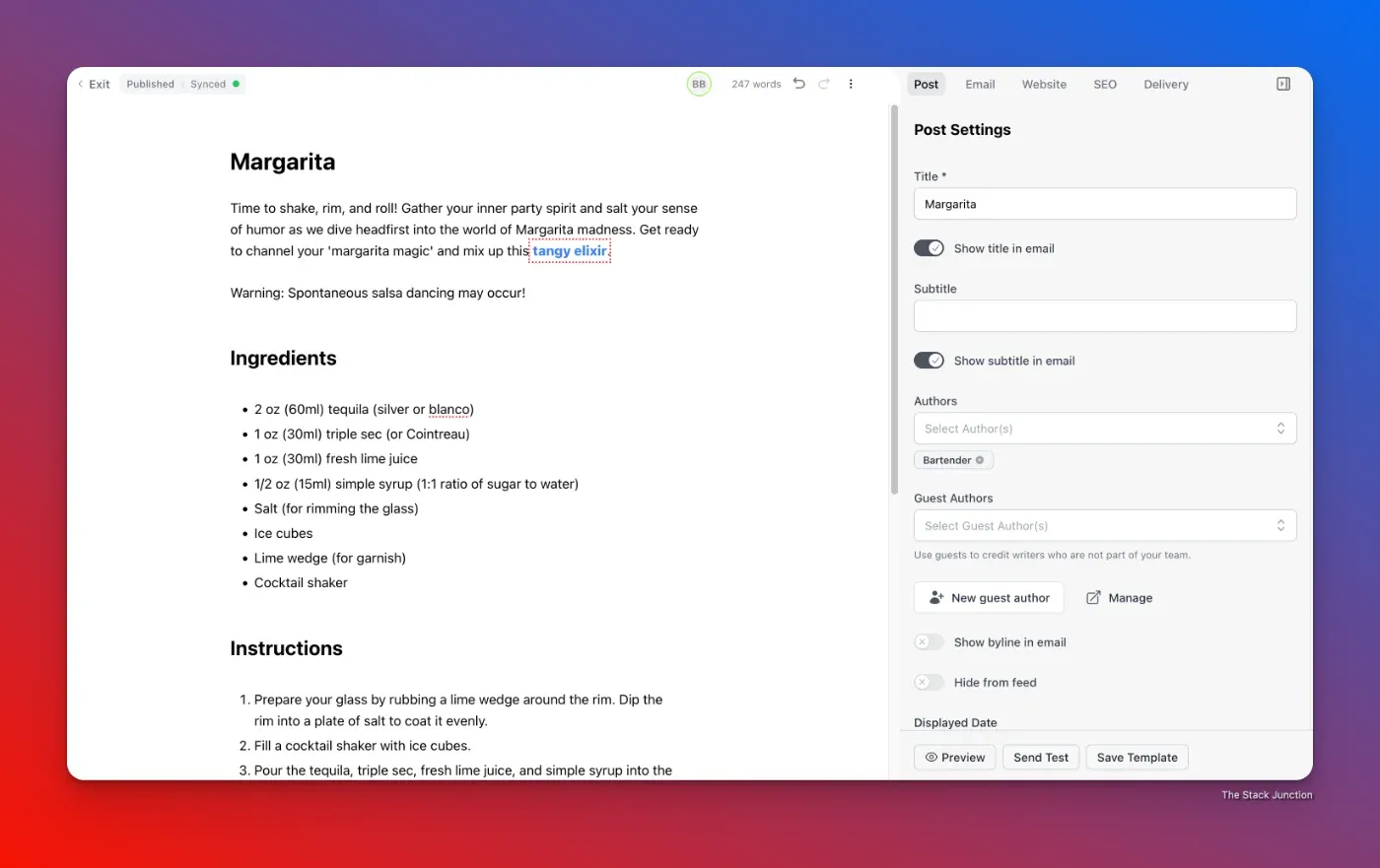 beehiiv's text editor to write posts and newsletters.
