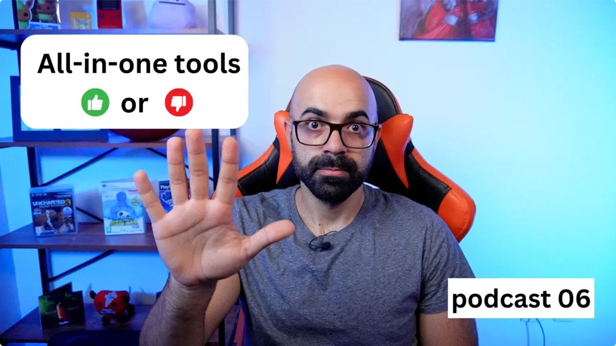 Tiago Silva from The Stack Junction holding his hand in the air before ranting about all-in-one tools.