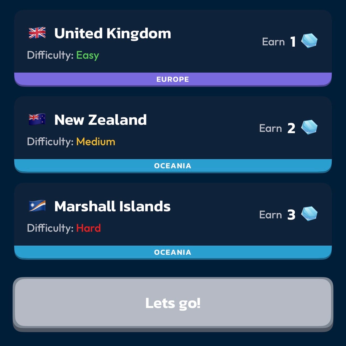Question screen with help buttons