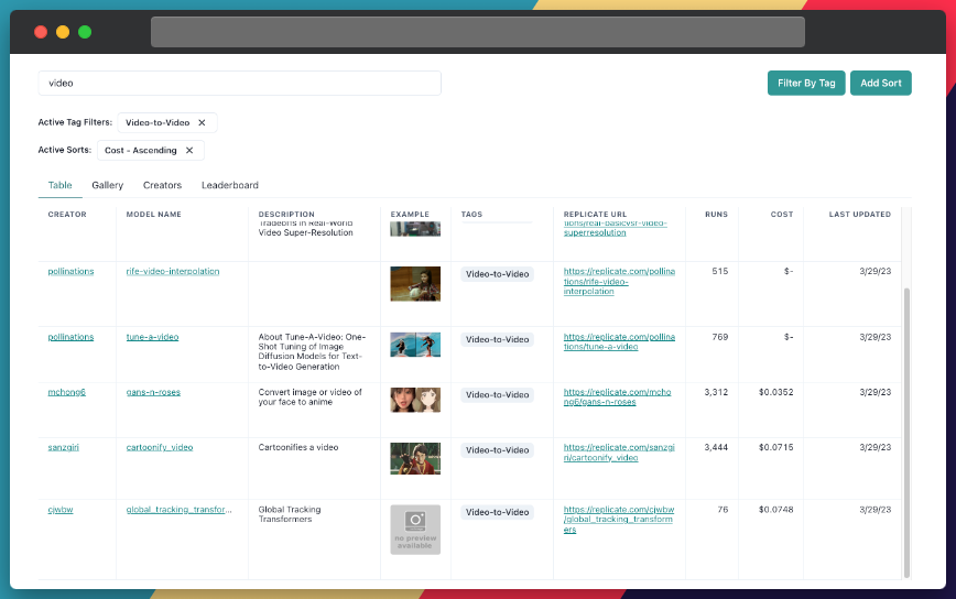 Screenshot of Replicate Codex