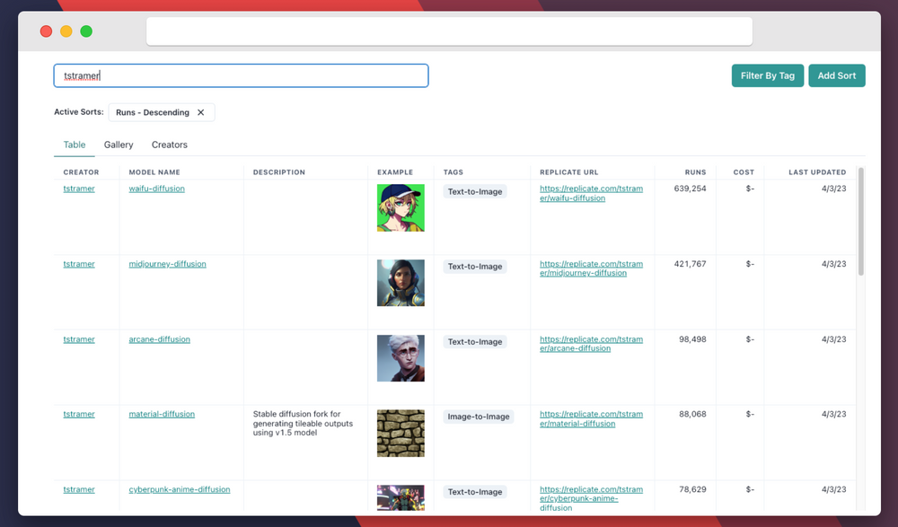 Screenshot of Replicate Codex