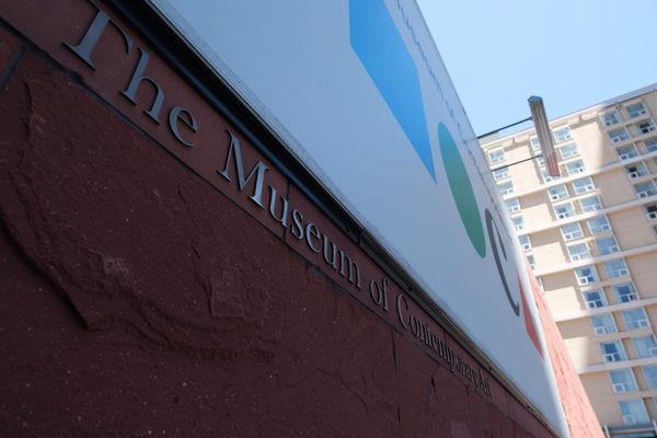 The sign near the entrance of the MOCA in Downtown Los Angeles. Credit: Ben Camacho