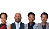 Headshot portraits of the Infinite Partners founding leadership team against a dark background, featuring Tabane Matheolane, Edward Pitsi, Titi Sekhukhune, and Naomi Nethengwe.