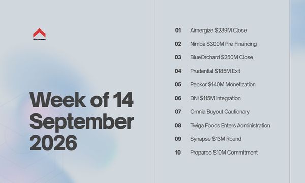 The Weekly Brief: Clean Energy Fund Closes, Mining Pre-Financing & Telecom Consolidations (14 Sep 2026)