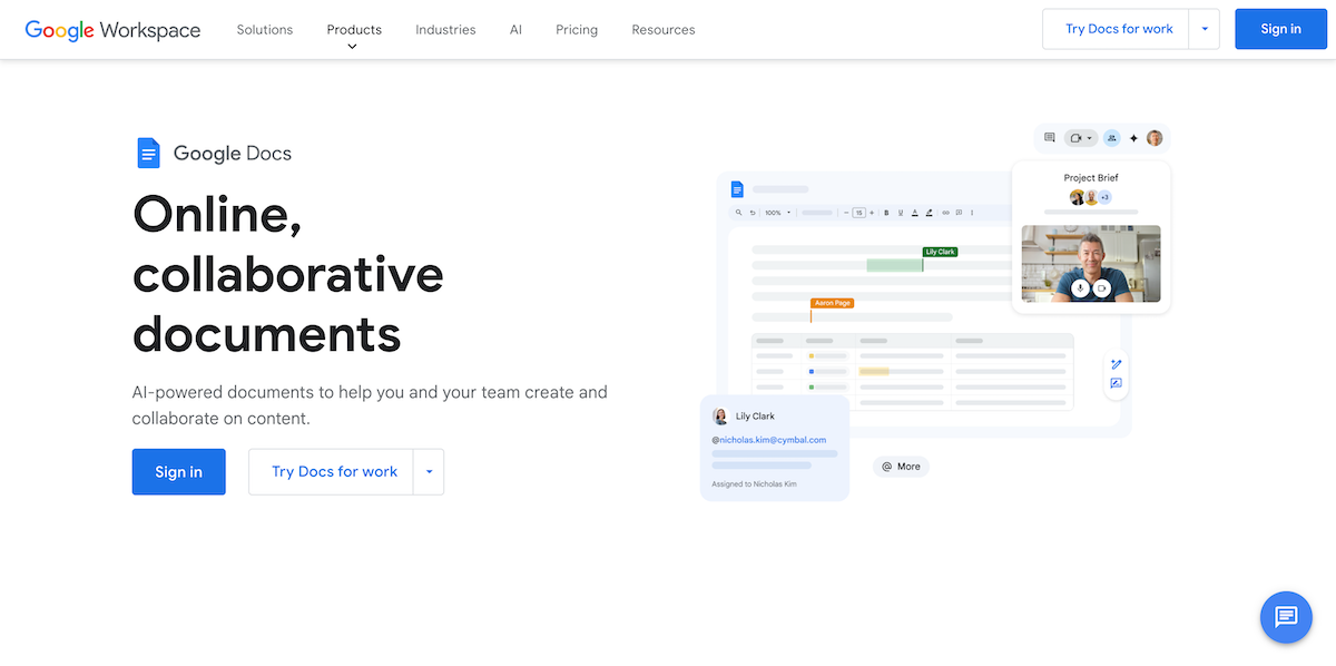 Google Docs Homepage