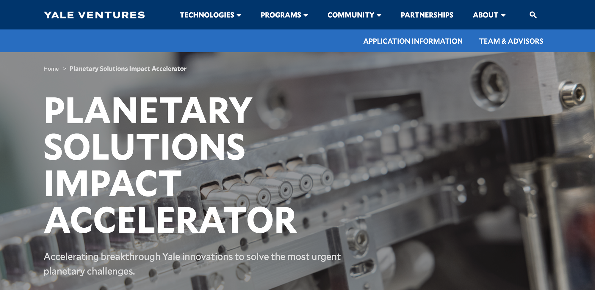 Yale Planetary Solutions Impact Accelerator