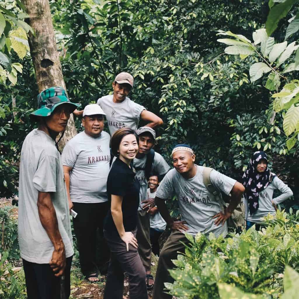 Founder Sabrina Mustopo with the Krakakoa farmers