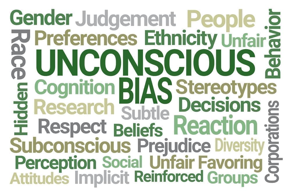 Unconscious Bias Word Cloud on White Background