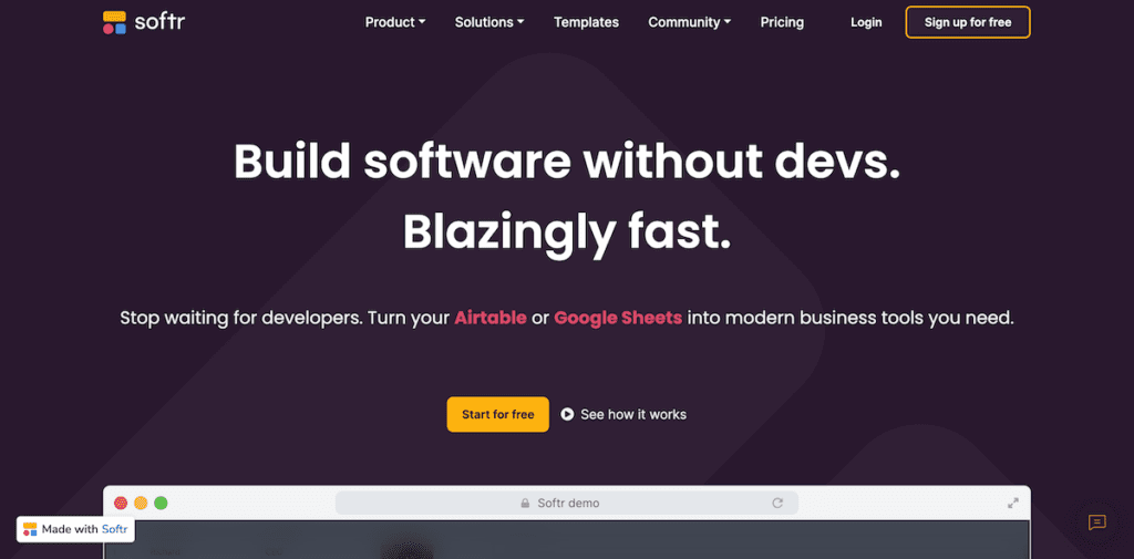 Softr Build web apps no code