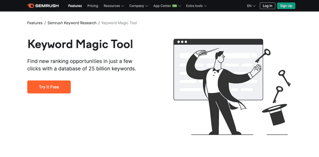 SEMrush flagship keyword research tool