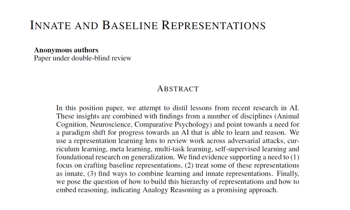 Innate and Baseline Representations - ICLR 2020 submission