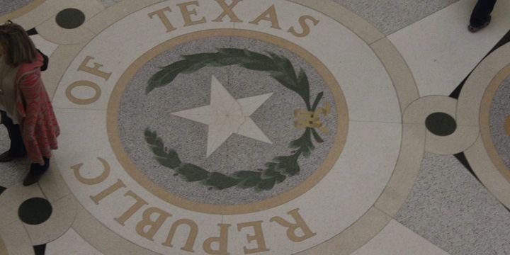 Republic of Texas relief on capitol floor.