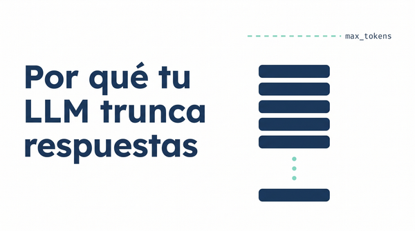 Bloques de texto apilados con una línea punteada que marca el límite max_tokens de un LLM