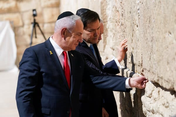 Arriving in Israel, Rubio Meets Netanyahu at Jerusalem's Western Wall - The  New York Times