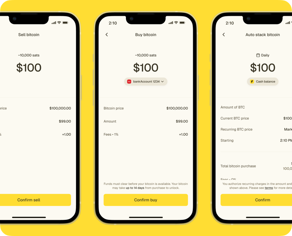 Grow your stack: Buy, sell, and auto stack from your new bitcoin screen